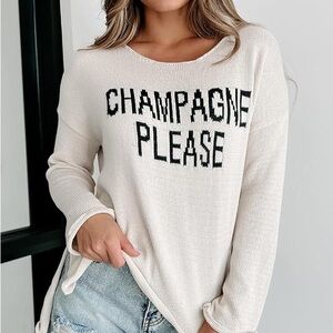 NWT *Champagne Please *White Knit Sweater - Size M
100%Cotton